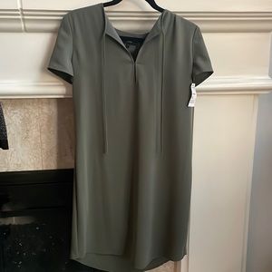New with tags. Theory size 0 crepe dress. Military green.